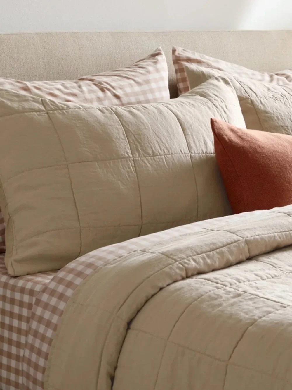 Quince Lightweight Box Quilted King Sham Set – Toffee
